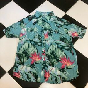 NWT Sandrine Rose Free People Hawaiian Shirt Tropical Short Sleeve Button Down M